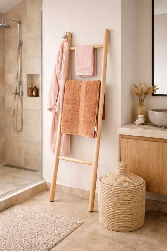 VIA Échelle- Porte Serviette décorative en bois naturelle