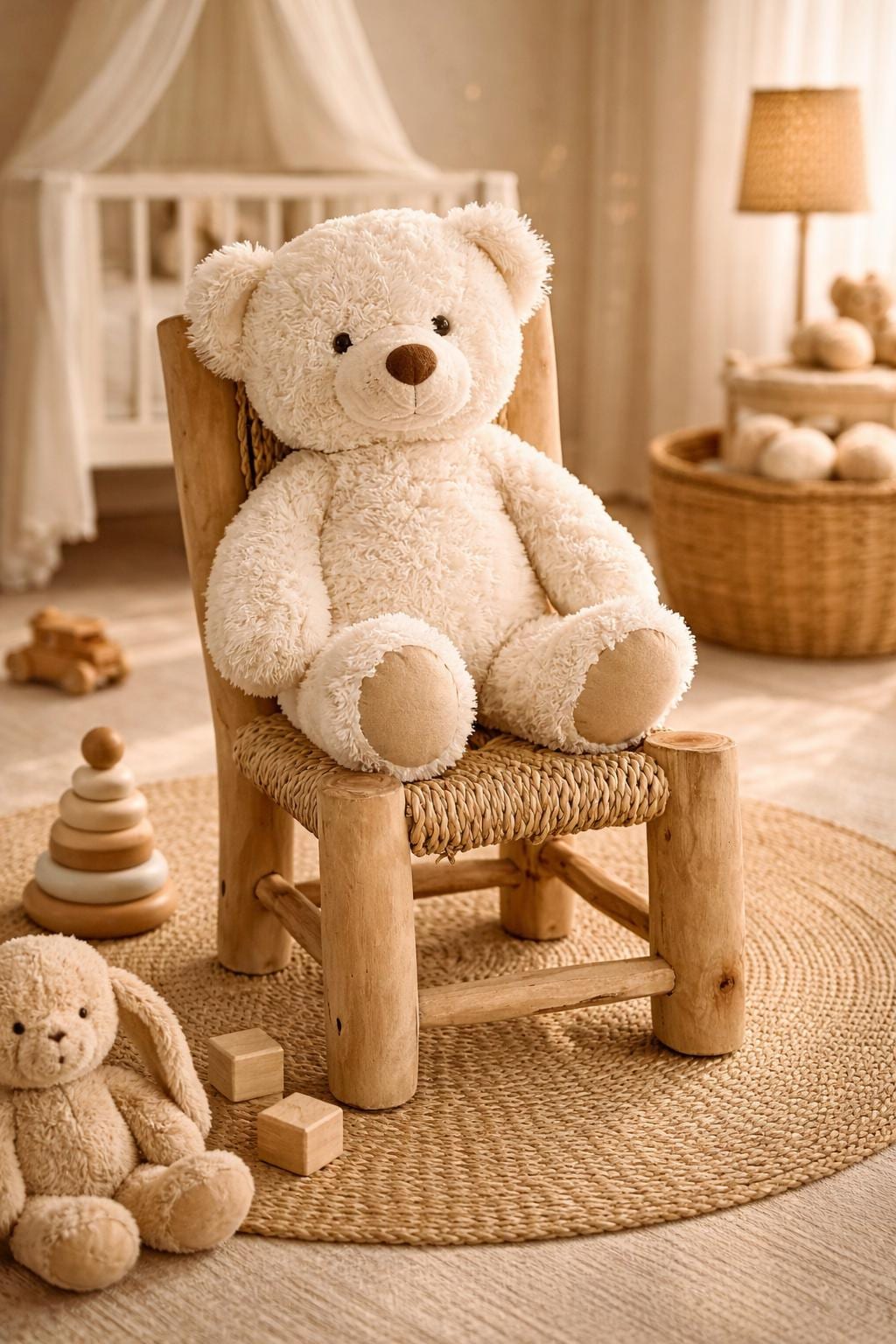 PIKO- Chaise enfant artisanale en bois naturel et fibres tressées