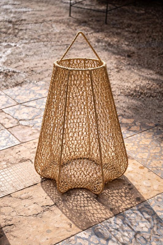 NOMAD- Suspension Lanterne en raphia crocheté extérieure ou intérieure