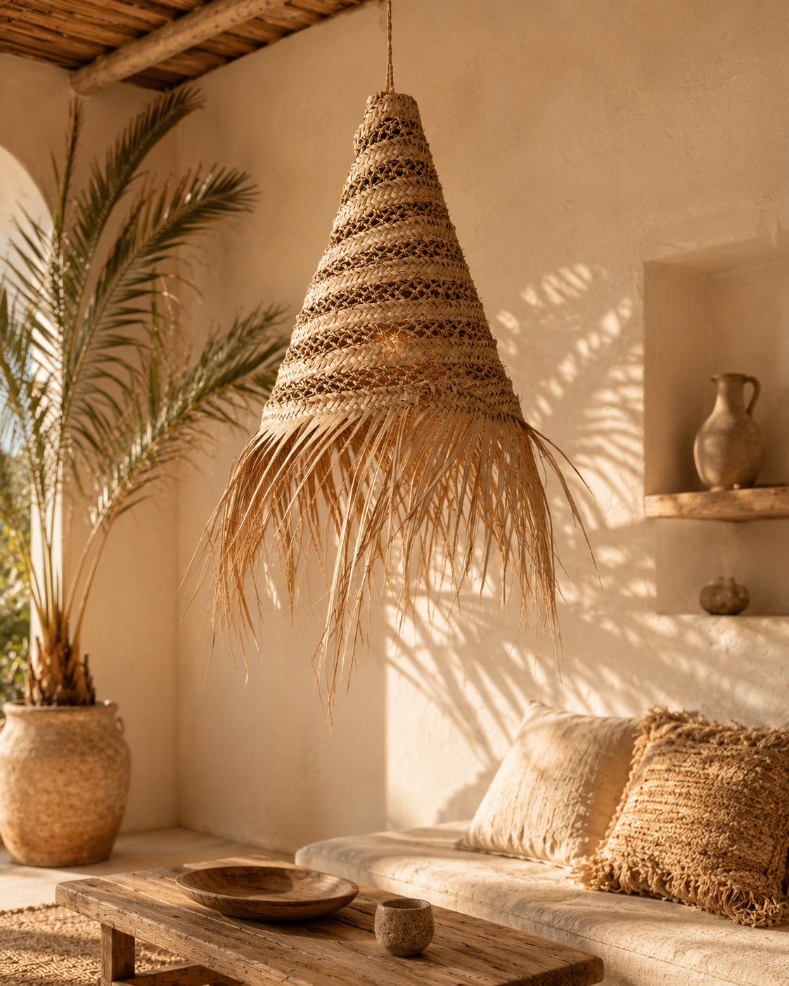 LUNA- suspension tressée palmier extérieur ou intérieur