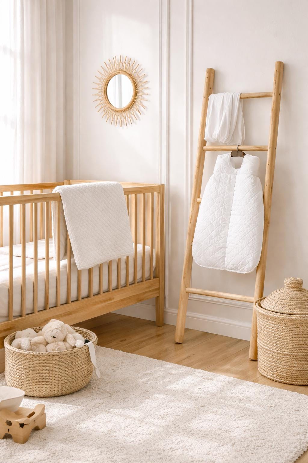 VIA- Échelle, Porte Serviette décorative en bois naturelle