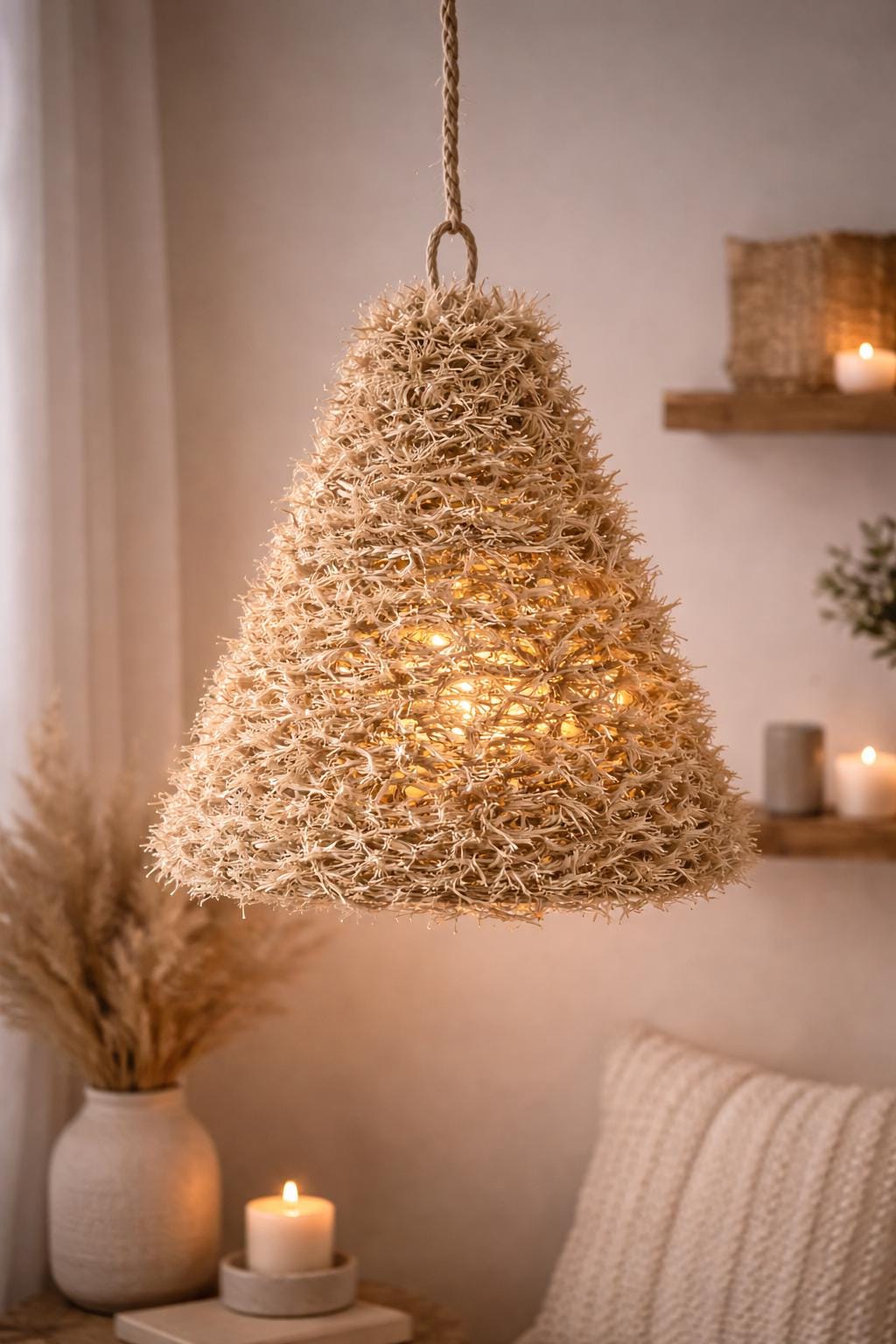 TIKI- Suspension extérieure ou intérieure en fibres naturelles