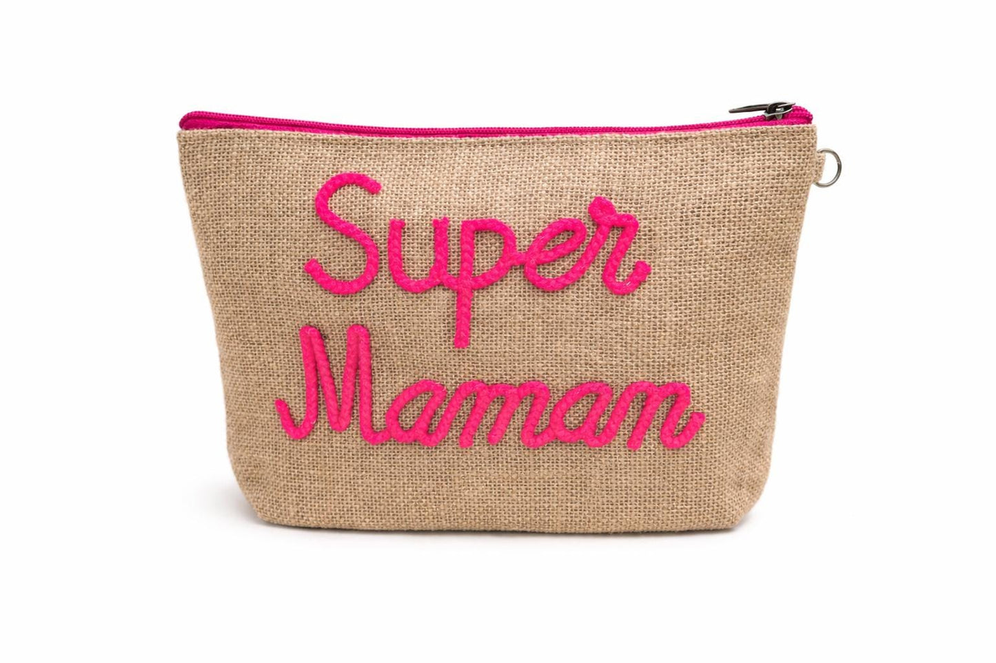 MUM- Pochette brodée en jute