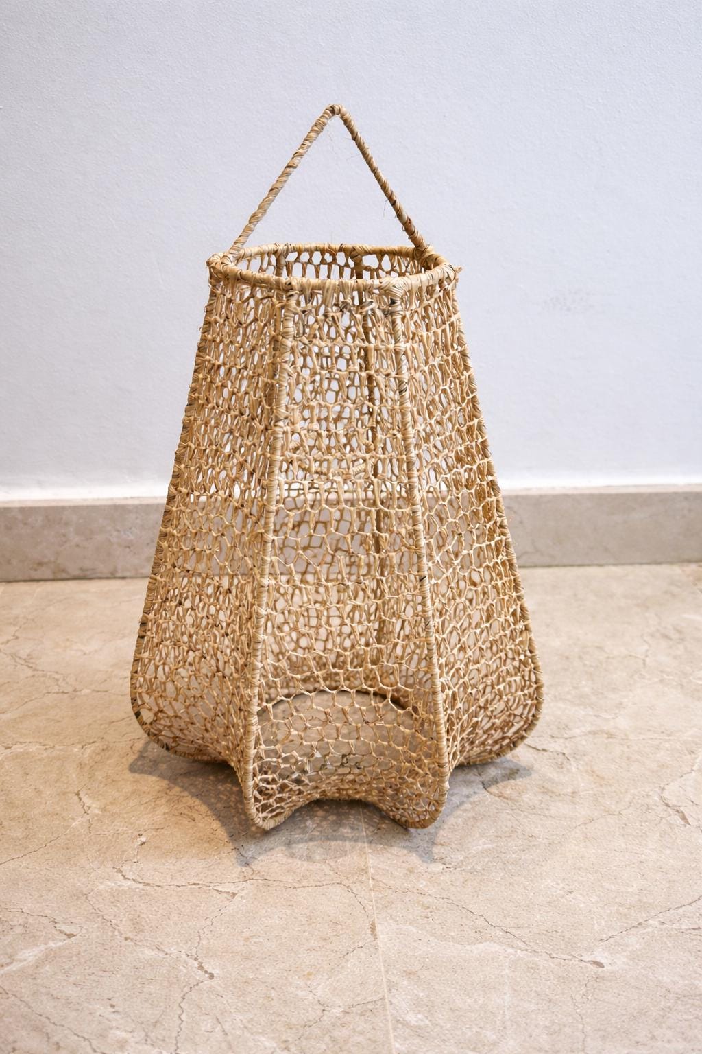 NOMAD- Suspension Lanterne en raphia crocheté extérieure ou intérieure