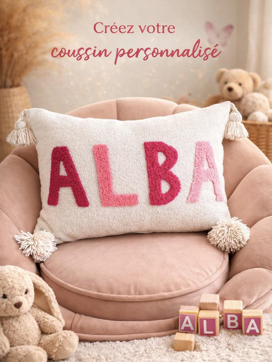 ANDREA- Housse Coussin personnalisable en broderie